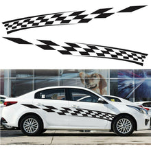 2x Racing Car Side Full Body Decal Stripes Graphics Black Plaid Sticker 110"×13"