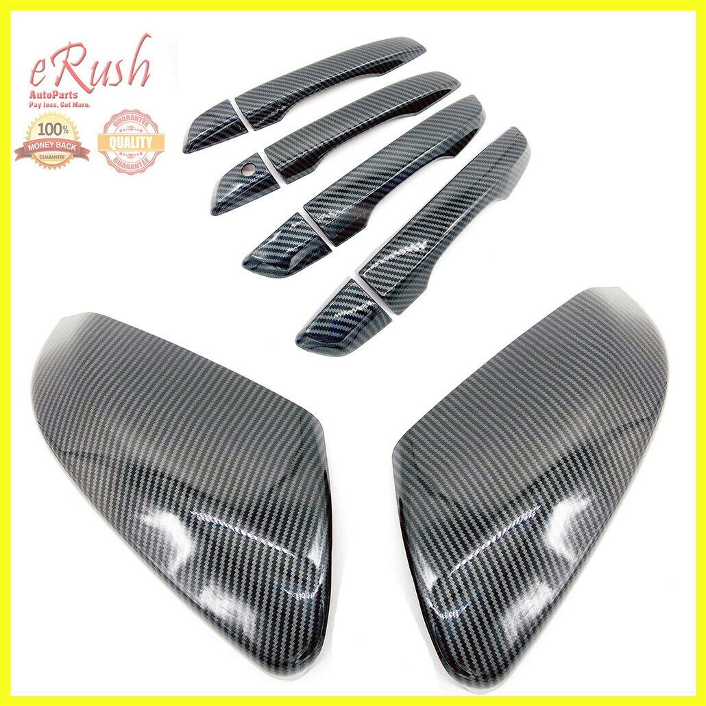 FITS 16-20 HONDA CIVIC CARBON FIBER PAINT DOOR SIDE MIRROR+HANDLE COVER OVERLAY