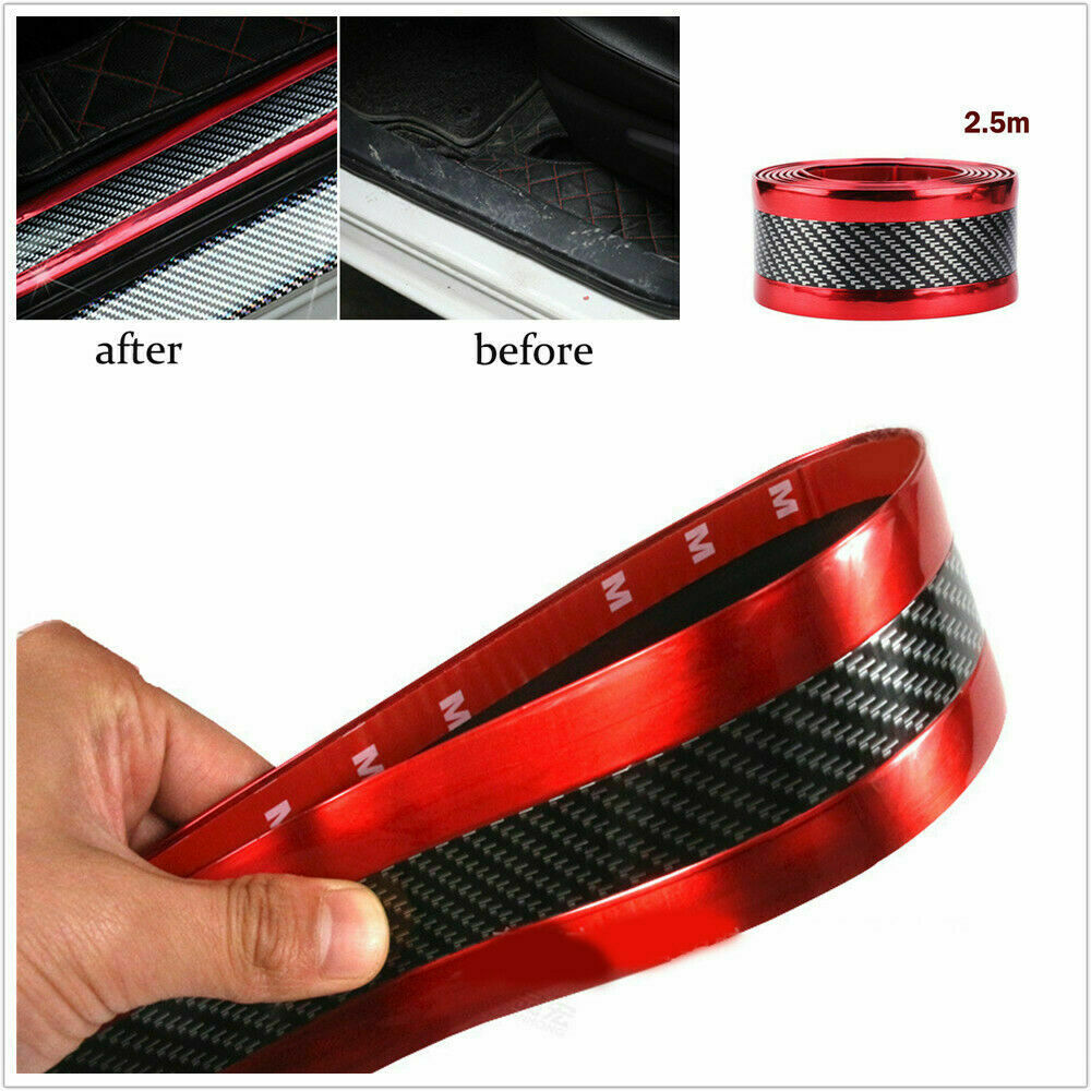 Car Stickers Carbon Fiber Door Sill Protector Scuff Plate Trim Parts Accessories