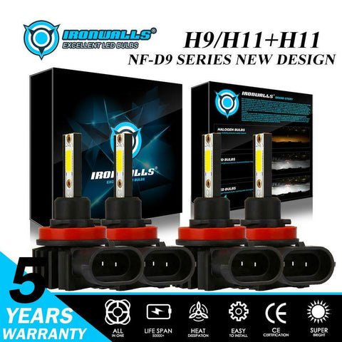 4Pcs Combo H9 H11 H8 LED Headlight Bulbs Fog Kit for Toyota Tacoma 2016-2020