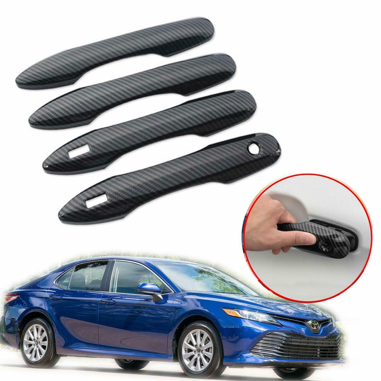 Carbon Fiber Side Door Handle Covers Trims 4D For Toyota 2017-2020