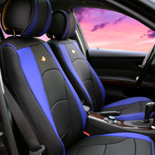 Car Seat Cover Leatherette Buckets Blue Black w/ Gray Steering Cover For SUV
