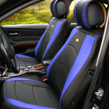 Car Seat Cover Leatherette Buckets Blue Black w/ Gray Steering Cover For SUV