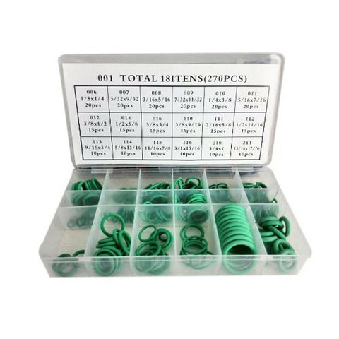 270Pcs 18Sizes A/C AC System O-Ring Gasket Seals Washer Rapid Seal Repair Kits