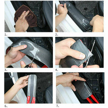 Car Door Sill Plate Threshold Matt Carbon Fiber Texture Vinyl Wrap Sticker Black