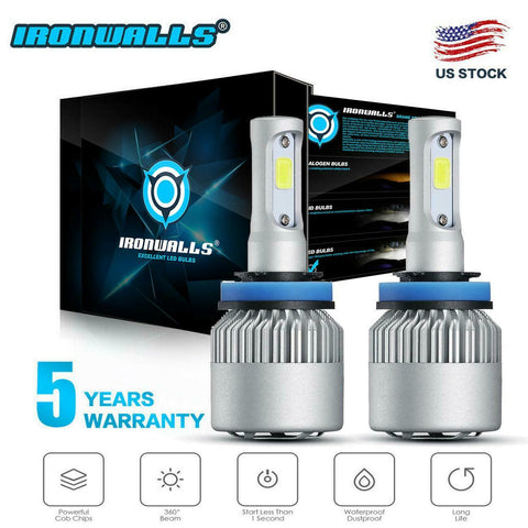 2000W CREE H11 H9 H8 LED Headlight Kits Hi/Lo Power 6000K White 300000LM Bulbs