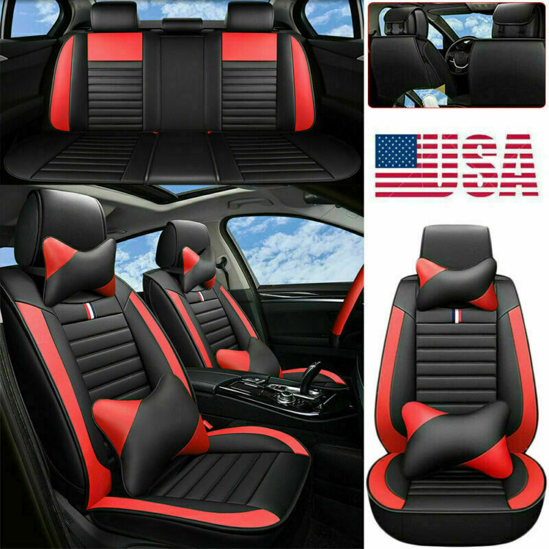 US Luxury Leather Comfortable Cushions Car Seat Cover For 5-Sits Universal SUV