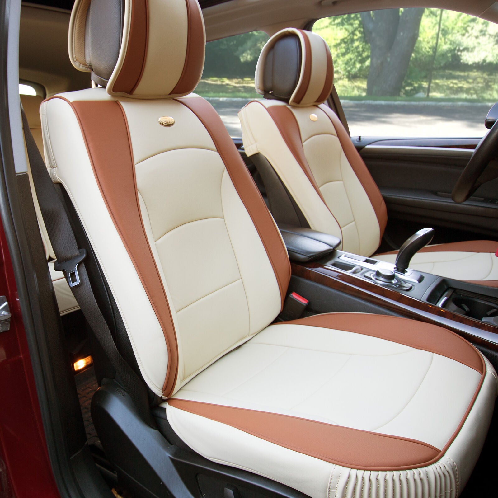 Car SUV Truck Leatherette Seat Cushion Covers Front Bucket Seats Beige For SUV