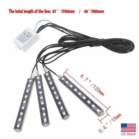 US RGB Colored LED Glow Interior Car Kit Under Dash Foot Floor Seat Accent Light