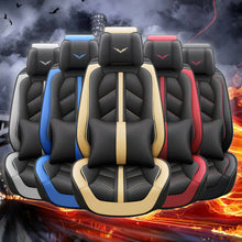 Black+Blue PU Leather Car Seat Covers Full Set Front Rear Cushions Mat Protector