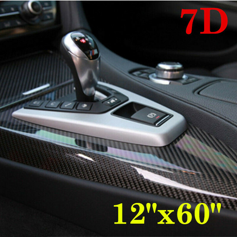 7D Glossy Carbon Fiber Vinyl Film Car Interior Wrap Stickers Auto Accessories US