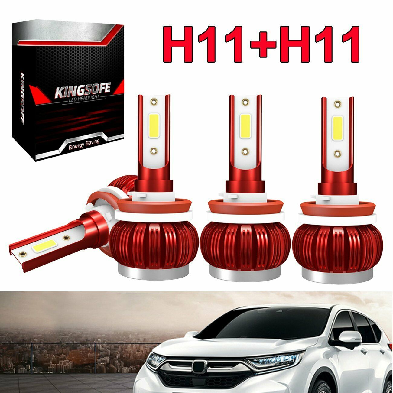 4x H11/H8/H9 LED Headlight Kit High Low Beam Bulb Light Super Bright 6000K IP68