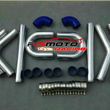Universal 2.5" 64mm Aluminum Intercooler Turbo Piping pipe Kit + Blue hose kits