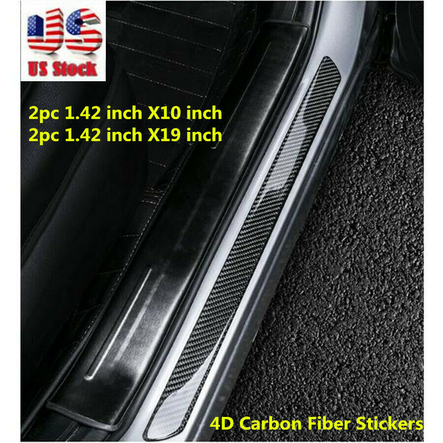 4x Accessories Carbon Fiber Car Door Welcome Plate Sill Cover Decal Stickers