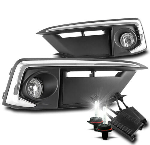 For 19-20 Honda Civic Coupe/Sedan Bumper Driving Fog Light Chrome +50W 8000K HID