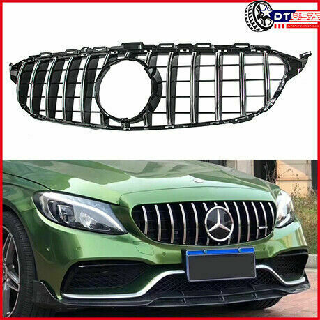 Silver C63 AMG GT R Racing Grill Grille for Mercedes-Benz W205 C180 C300 14-18