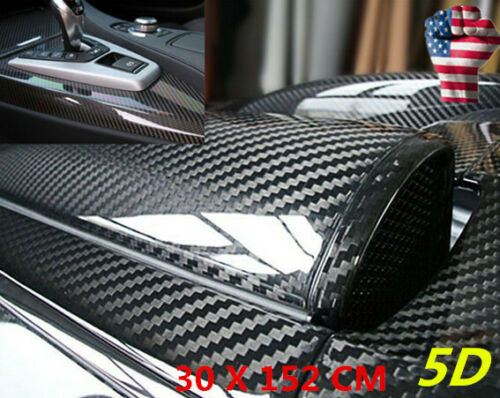 Car Sticker 7D Ultra Gloss Glossy Black Carbon Fiber Vinyl Wrap Auto Accessories
