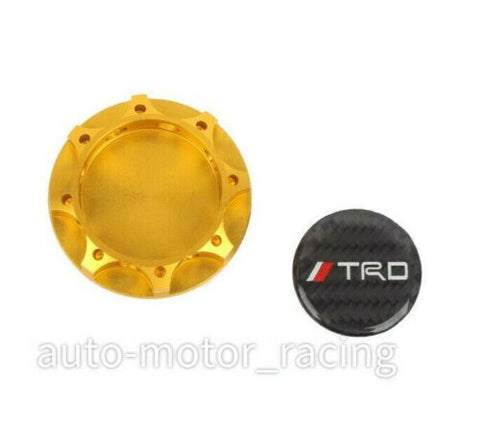 JDM TRD CARBON FIBER Sticker with ALUMNIUM GOLD Billet Engine Oil FILLER Cap