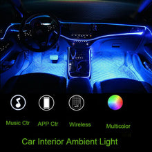 RGB multi-color 4 LED Car Interior Ambient Light 6m Neon Strip Kit APP Control