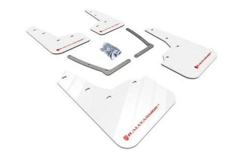 Rally Armor UR White Mud Flaps w/ Red Logo for 2016-2020 Civic Sedan & Coupe