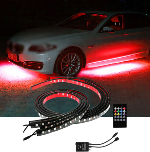 8 Color LED Strip Under Car Truck Tube Underglow Underbody Neon Light Music Kit