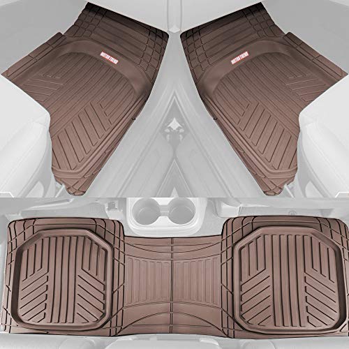 Motor Trend FlexTough Plus Black Rubber Car Floor Mats – All Weather Deep Dish Automotive Floor Mats, Heavy Duty Trim to Fit Design, Odorless Floor Mat Liners for Cars Truck Van SUV