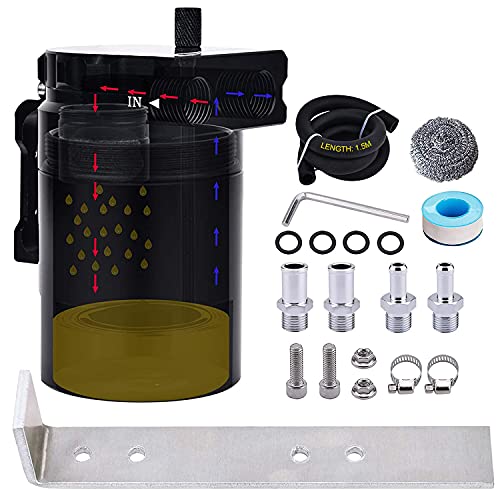 SPEEDWOW Aluminum Oil Catch Can Tank Filter Baffled With Breather Filter And Hose Kit Universal (Blue)