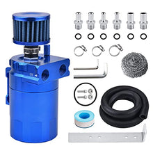 SPEEDWOW Aluminum Oil Catch Can Tank Filter Baffled With Breather Filter And Hose Kit Universal (Blue)