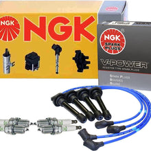 NGK Wire & 4 V-Power Spark Plugs Kit for Honda Civic Del Sol 1.5 L4 D15B7 SOHC