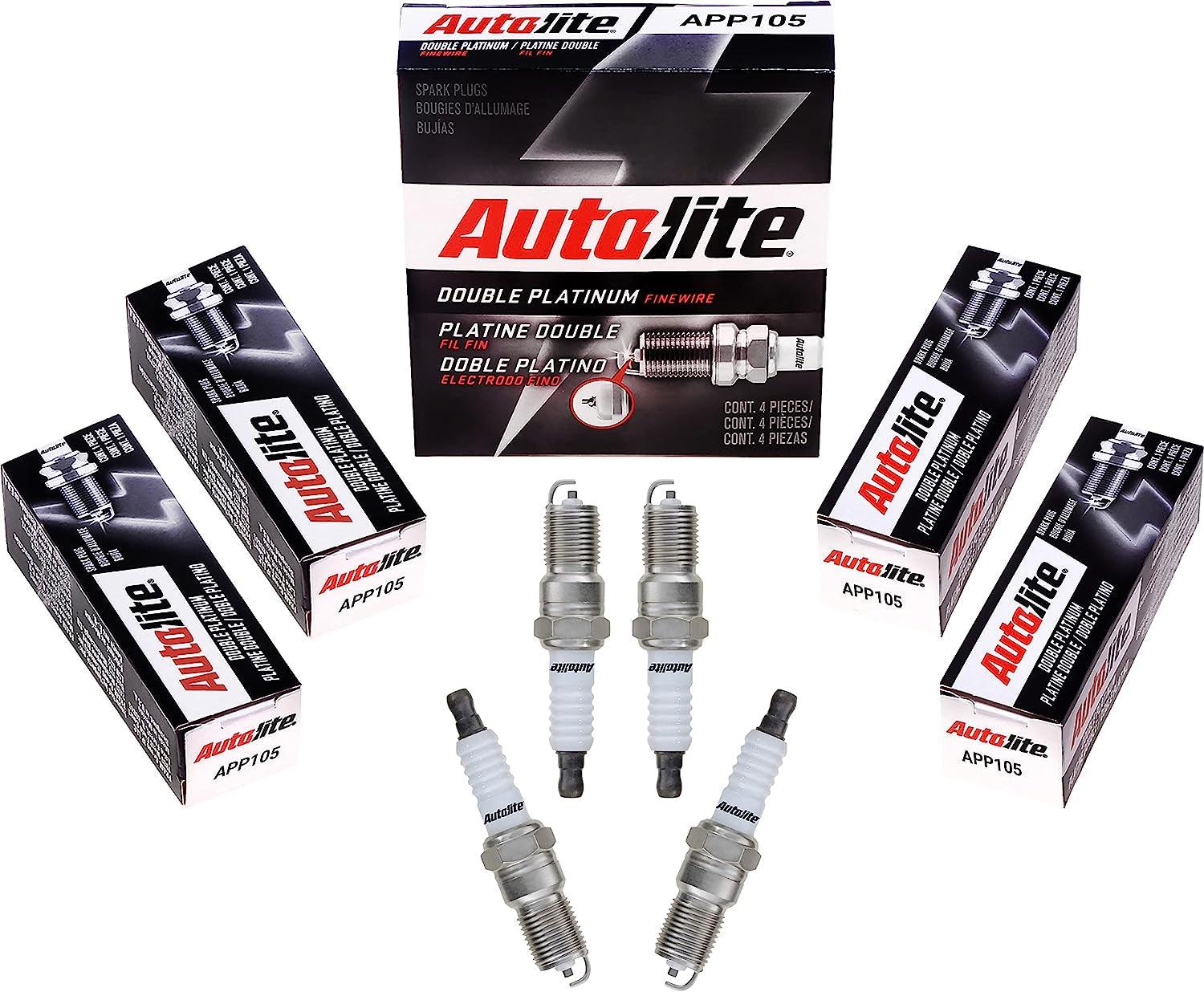 Autolite APP105 Double Platinum Automotive Replacement Spark Plugs (4 Pack)
