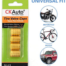 CKAuto Tire Valve Stem Caps, Black, 4 pcs/Pack, Anodized Aluminum Tire Valve Cap Set, Corrosion Resistant, Universal Stem Covers for Cars Trucks Motorcycles SUVs and Bikes