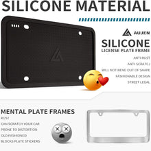 Aujen Silicone License Plate Frames Black, 2 Pack Car License Plate Frame, Universal US Car Black License Plate Holders Brackets Rust-Proof, Rattle-Proof, Weather-Proof Car Accessories(Black)