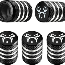 Tire Valve Stem Cap Cover - (5 Pack) Tire Air Cap Metal with Plastic Liner Corrosion Resistant Leak-Proof American Flag for Car Truck Motorcycle Bike Black