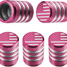 Tire Valve Stem Cap Cover - (5 Pack) Tire Air Cap Metal with Plastic Liner Corrosion Resistant Leak-Proof American Flag for Car Truck Motorcycle Bike Black