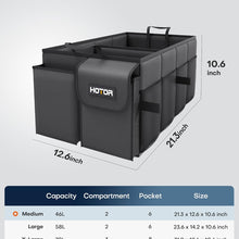 HOTOR Trunk Organizer - Car Organizer, Foldable Trunk organizer for SUVs & Sedans, Sturdy Car Organization for Car Accessories, Tools, Sundries, Black, 2 Compartments, 21.3"×12.6"×10.6"