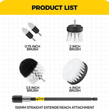 Holikme 6Pack Drill Brush Power Scrubber Cleaning Brush Extended Long Attachment Set All Purpose Drill Scrub Brushes Kit for Grout, Floor, Tub, Shower, Tile, Bathroom and Kitchen Surface，Yellow