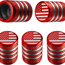 Tire Valve Stem Cap Cover - (5 Pack) Tire Air Cap Metal with Plastic Liner Corrosion Resistant Leak-Proof American Flag for Car Truck Motorcycle Bike Black