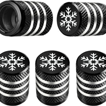 Tire Valve Stem Cap Cover - (5 Pack) Tire Air Cap Metal with Plastic Liner Corrosion Resistant Leak-Proof American Flag for Car Truck Motorcycle Bike Black