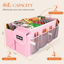 HOTOR Trunk Organizer - Car Organizer, Foldable Trunk organizer for SUVs & Sedans, Sturdy Car Organization for Car Accessories, Tools, Sundries, Black, 2 Compartments, 21.3"×12.6"×10.6"