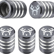 Tire Valve Stem Cap Cover - (5 Pack) Tire Air Cap Metal with Plastic Liner Corrosion Resistant Leak-Proof American Flag for Car Truck Motorcycle Bike Black