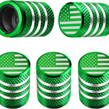 Tire Valve Stem Cap Cover - (5 Pack) Tire Air Cap Metal with Plastic Liner Corrosion Resistant Leak-Proof American Flag for Car Truck Motorcycle Bike Black