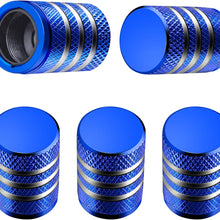 Tire Valve Stem Cap Cover - (5 Pack) Tire Air Cap Metal with Plastic Liner Corrosion Resistant Leak-Proof American Flag for Car Truck Motorcycle Bike Black