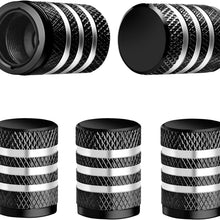 Tire Valve Stem Cap Cover - (5 Pack) Tire Air Cap Metal with Plastic Liner Corrosion Resistant Leak-Proof American Flag for Car Truck Motorcycle Bike Black