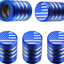 Tire Valve Stem Cap Cover - (5 Pack) Tire Air Cap Metal with Plastic Liner Corrosion Resistant Leak-Proof American Flag for Car Truck Motorcycle Bike Black