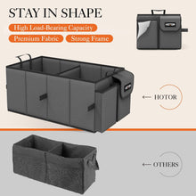 HOTOR Trunk Organizer - Car Organizer, Foldable Trunk organizer for SUVs & Sedans, Sturdy Car Organization for Car Accessories, Tools, Sundries, Black, 2 Compartments, 21.3"×12.6"×10.6"