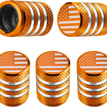 Tire Valve Stem Cap Cover - (5 Pack) Tire Air Cap Metal with Plastic Liner Corrosion Resistant Leak-Proof American Flag for Car Truck Motorcycle Bike Black