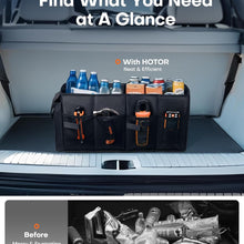 HOTOR Trunk Organizer - Car Organizer, Foldable Trunk organizer for SUVs & Sedans, Sturdy Car Organization for Car Accessories, Tools, Sundries, Black, 2 Compartments, 21.3"×12.6"×10.6"