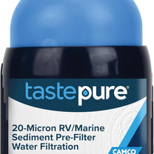 Camco Tastepure RV Water Filter - New & Advanced RV Inline Water Filter with Flexible Hose Protector - GAC & KDF Filtration - Made in USA - Camping Essentials for Fresh Drinking Water (40043)