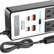 200W Car Power Inverter, PiSFAU DC 12V to 110V AC Car Plug Adapter Outlet with [20W USB-C] /USB-Fast Charger(18W) / 4.8A Dual USB/car Charger for Laptop