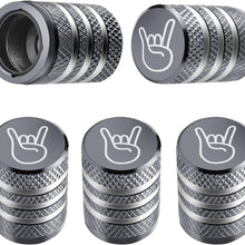 Tire Valve Stem Cap Cover - (5 Pack) Tire Air Cap Metal with Plastic Liner Corrosion Resistant Leak-Proof American Flag for Car Truck Motorcycle Bike Black